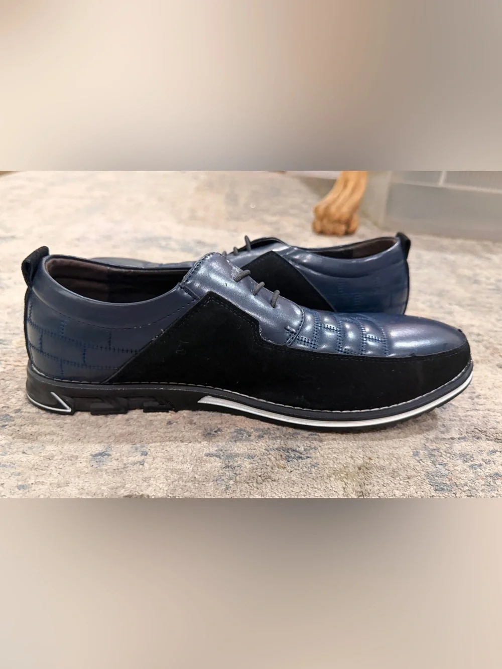Gatsby Men's Navy and Black Leather Casual Lace-Up Shoes
